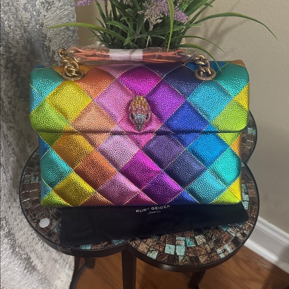 Kurt Geiger Rainbow Quilted Shoulder Bag - Picture 3 of 17